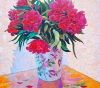 Peonies <br />
Oil on Canvas <br />
31 x 31