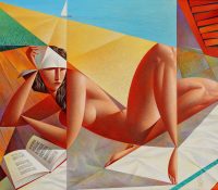 nude woman tanning sunbathing reading book