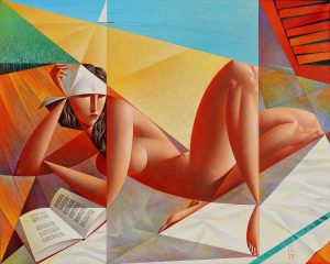 nude woman tanning sunbathing reading book
