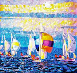 Sunny Sails <br />
Oil on Canvas <br />
24 x 24