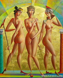 three nude women