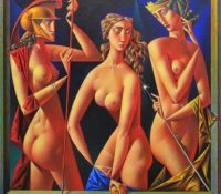 The Judgement of Paris<br />
Oil on Canvas<br />
41 x 41<br />
(At artist's studio)<br />
(Custom size reproductions available)