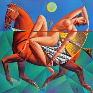 nude woman on horseback