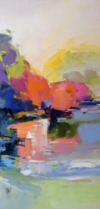 Rose Bushes (SOLD)<br />
Oil on Canvas<br />
40 x 20