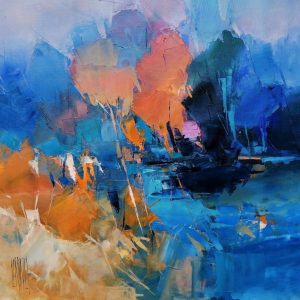 Paysage bleu <br />
Oil on canvas<br />
20 x 20<br />
<br />
<br />
<br />
<br />
