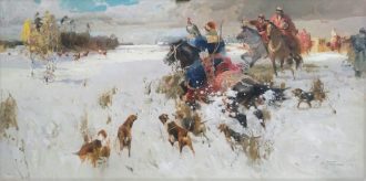 The Royal Hunt<br />
Oil on Canvas<br />
36 x 70