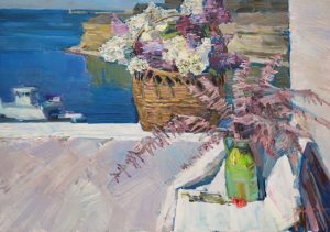 flower basket by the sea