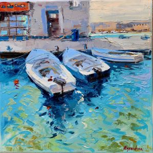 NEW!<br />
Boats<br />
Oil on canvas<br />
14 x 14