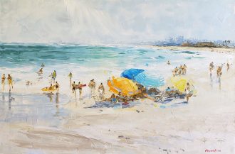 Beach Umbrellas <br />
Oil on canvas<br />
24 x 36