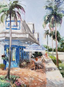 NEW!<br />
Bleu Provence Lunch<br />
Oil on canvas<br />
24 x 18