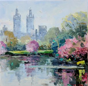 NEW!<br />
Central Park<br />
Oil on canvas<br />
14 x 14