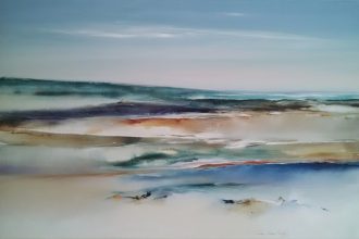 Peaceful Shores<br />
Mixed Media on Canvas <br />
39 x 58