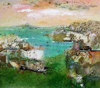 Naples Sunset #1 (available from artist's studio)<br />
Mixed Media on Canvas<br />
40 x 26