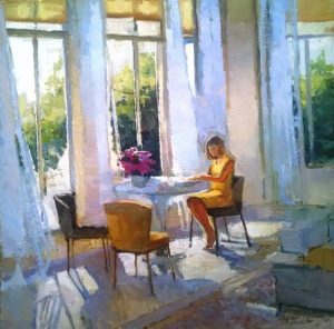girl sitting by the window