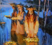 Ivan Kupala Night Fortune Telling (SOLD) <br />
Oil on Canvas<br />
35 x 37