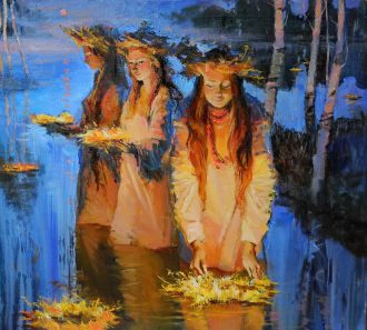 Ivan Kupala Night Fortune Telling (SOLD) <br />
Oil on Canvas<br />
35 x 37