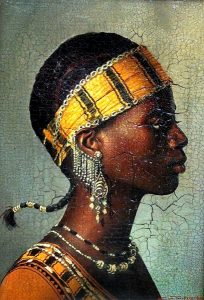 bassari woman in traditional head dress