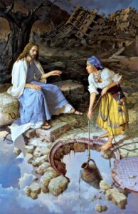 jesus talking to woman over a well