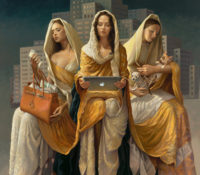 Madonnas of Modernity (SOLD)<br />
Oil and Tempera on Canvas <br />
51 x 47<br />
(CUSTOM REPRODUCTIONS AVAILABLE)