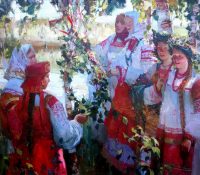 Folk Song (SOLD)<br />
Oil on Canvas <br />
47 x 69