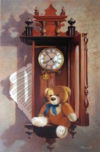 koo koo clock and teddy bear