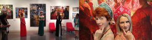 women in gowns in art gallery