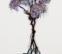 Butterfly Dream Tree (SOLD - Commissions Available)<br />
Resin glass, ink, wood<br />
47 x 24 x 2