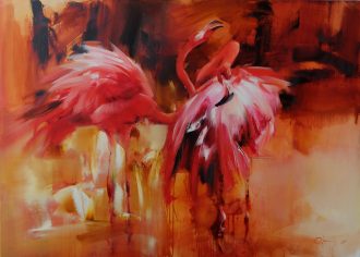 Fire Birds<br />
Oil on Canvas <br />
39 x 55