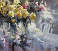 Yellow Roses (SOLD)<br />
Oil on Canvas <br />
39 x 43