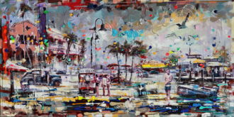 At the Naples City Dock<br />
Mixed Media on Canvas<br />
30 x 60