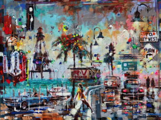 To Key West (SOLD)<br />
Mixed Media on Canvas <br />
36 x 48
