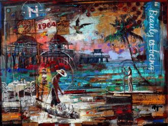 Beauty of Naples (SOLD)<br />
Mixed Media on Canvas <br />
36 x 48