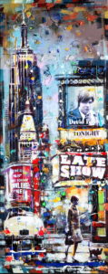 Late Show Tonight (SOLD)<br />
Mixed Media on Canvas <br />
60 x 24