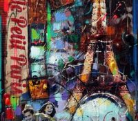 Le Petit Paris (SOLD) <br />
Mixed Media on Canvas <br />
30 x 15