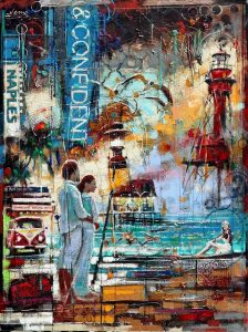 Naples Vacation (SOLD)<br />
Mixed Media on Canvas <br />
48 x 36