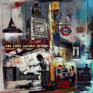 The Finest view in London <br />
Mixed Media on Canvas <br />
40 x 40