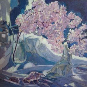Cherry Blossoms <br />
Oil on Canvas <br />
27 x 27