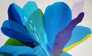 blue flower like abstract painting