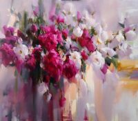 pink and white abstract flowers