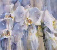 White Orchids <br />
Oil on canvas<br />
39 x 58