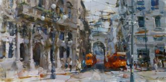 Milano <br />
Oil on Canvas<br />
20 x 39