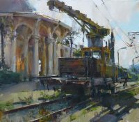 old train station and machinery
