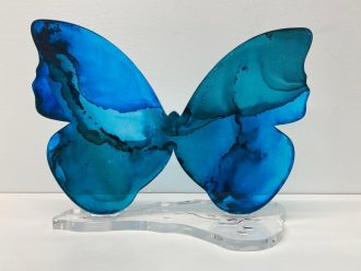 Blue Butterfly I<br />
Acrylic and ink<br />
10 x 13 x 5