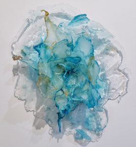 Into the Water II (SOLD)<br />
Resin, ink<br />
18 x 15