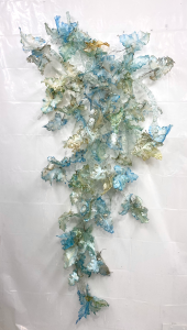 Summer Dreams <br />
Resin, metallic paint, and ink<br />
67 x 33