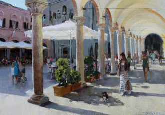 Sunny Day in Ascoli Piceno <br />
Oil on Canvas<br />
28 x 40