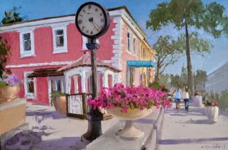 NEW!<br />
Bougainvilleas on 3rd Street <br />
Oil on Canvas<br />
16 x 24