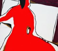 Red Centaur<br />
Oil and acrylic on canvas<br />
39 x 43