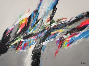 colorful scribbles on gray background