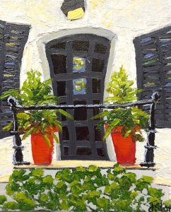 Jardiniere Rouges <br />
Oil on Canvas<br />
10 x 10